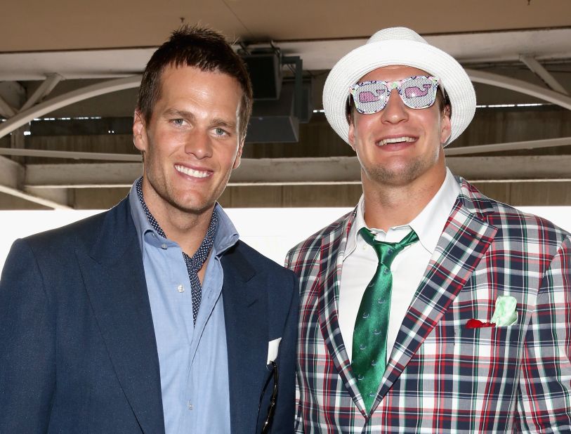 Famous faces regularly flock to Churchill Downs for the Derby. Here, NFL stars Tom Brady and Rob Gronkowski soak up the atmosphere in 2015. A horse named after New England Patriot's tight end Gronkowski was due to run in this year's race, but <a href="https://edition.cnn.com/2018/04/24/sport/kentucky-derby-gronkowski-horse-racing-nfl-spt/index.html">had to pull out with a fever</a>.