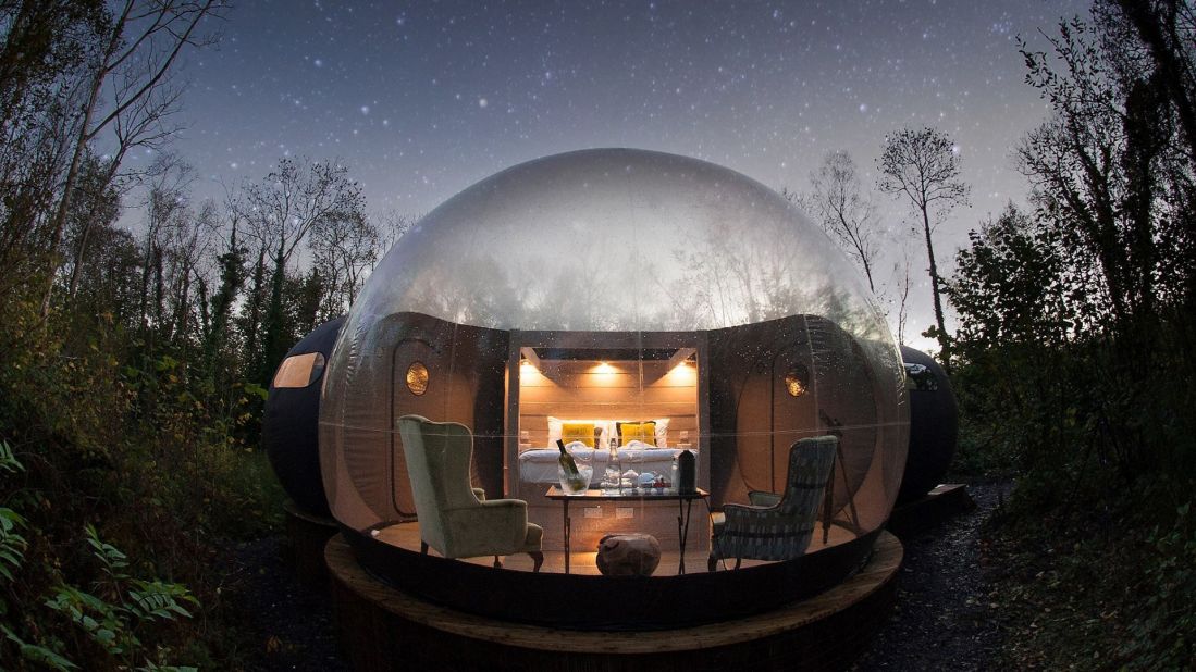 <strong>Finn Lough's Bubble Domes (Northern Ireland):</strong> Get cozy in the bespoke four-poster bed, pour yourself a beverage and immerse yourself in the sky from one of Finn Lough's Bubble Domes.