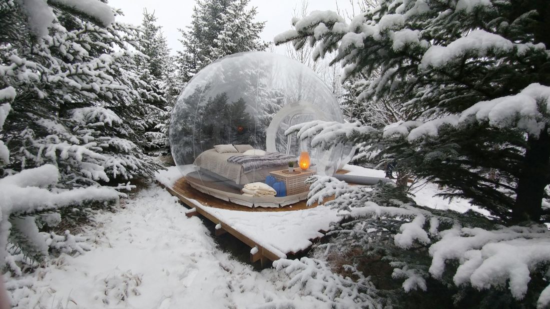 <strong>Buubble (Iceland): </strong>Coined "the 5 million star hotel," guests can lounge under a blanket of stars at Buubble in the Icelandic forest. 