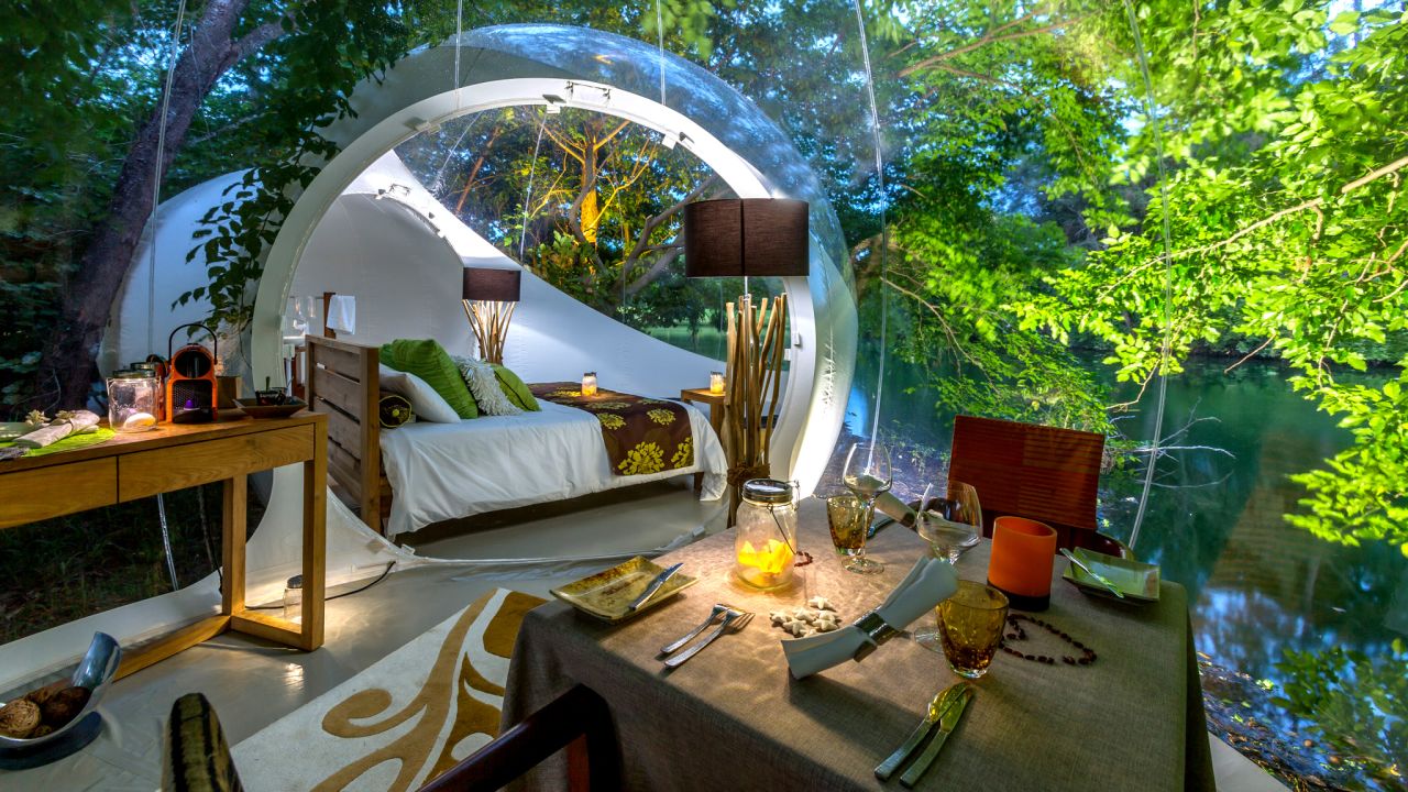 <strong>Bubble Lodge (Mauritius): </strong>Perched on the edge of a crater lake on the Bois Cheri tea plantation, these transparent, foliage-flanked biodomes are about as close to nature as you can get.