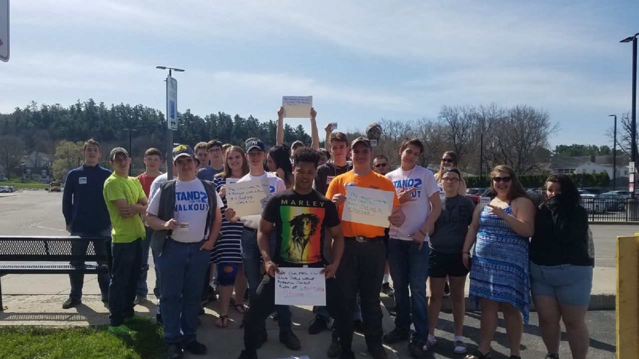 Schoharie Central School District students join the walkout to defend Second Amendment rights.