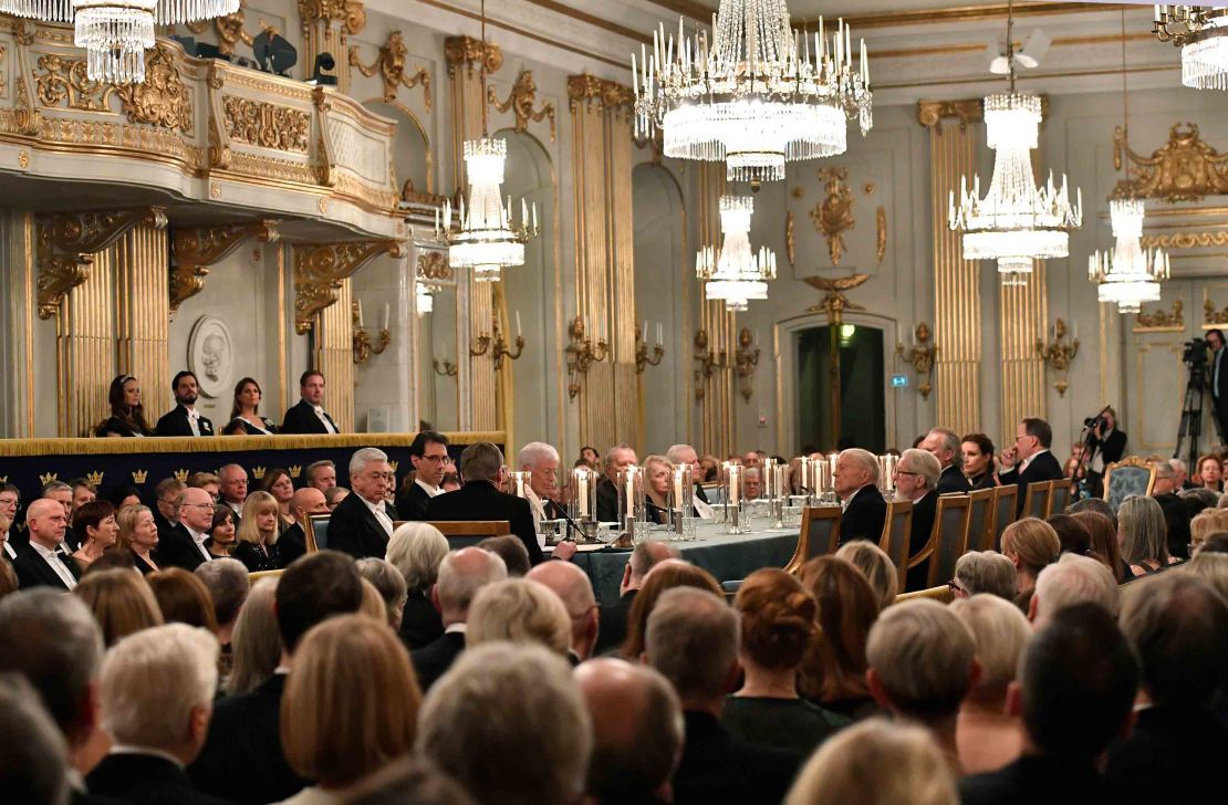 Guests attend the Swedish Academy's annual meeting on December 20, 2017 at the Old Stock Exchange building in Stockholm.