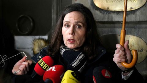 The then-permanent secretary of the Swedish Academy, Sara Danius, announces on November 23, 2017 that the institution has cut all ties with Arnault.