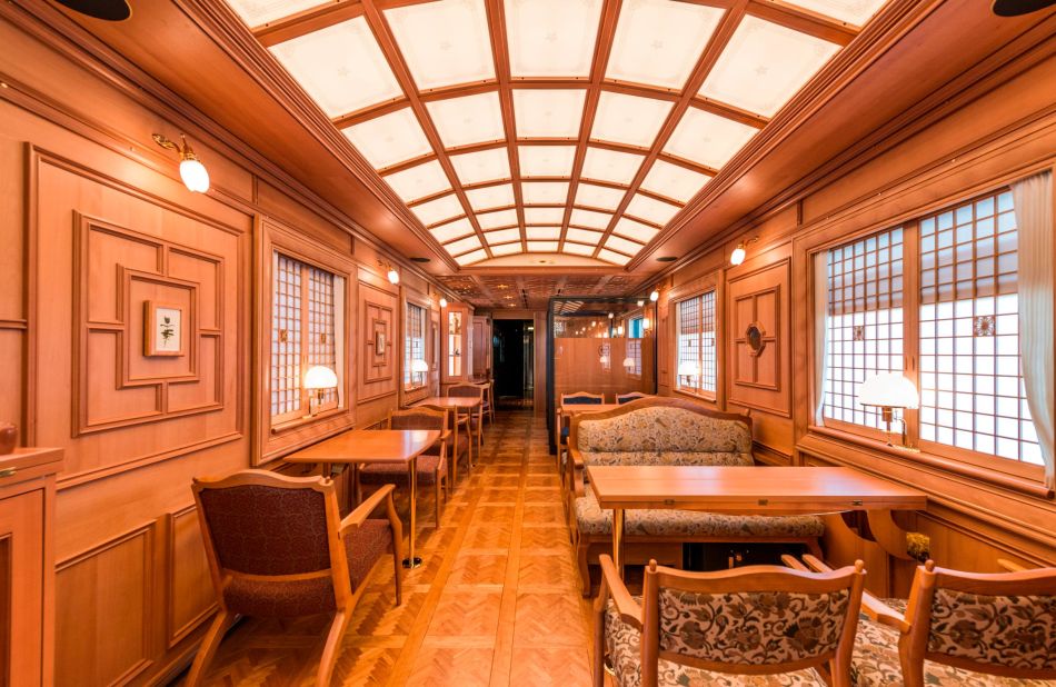 The train's interior is lined with wood, including teak, walnut and maple.