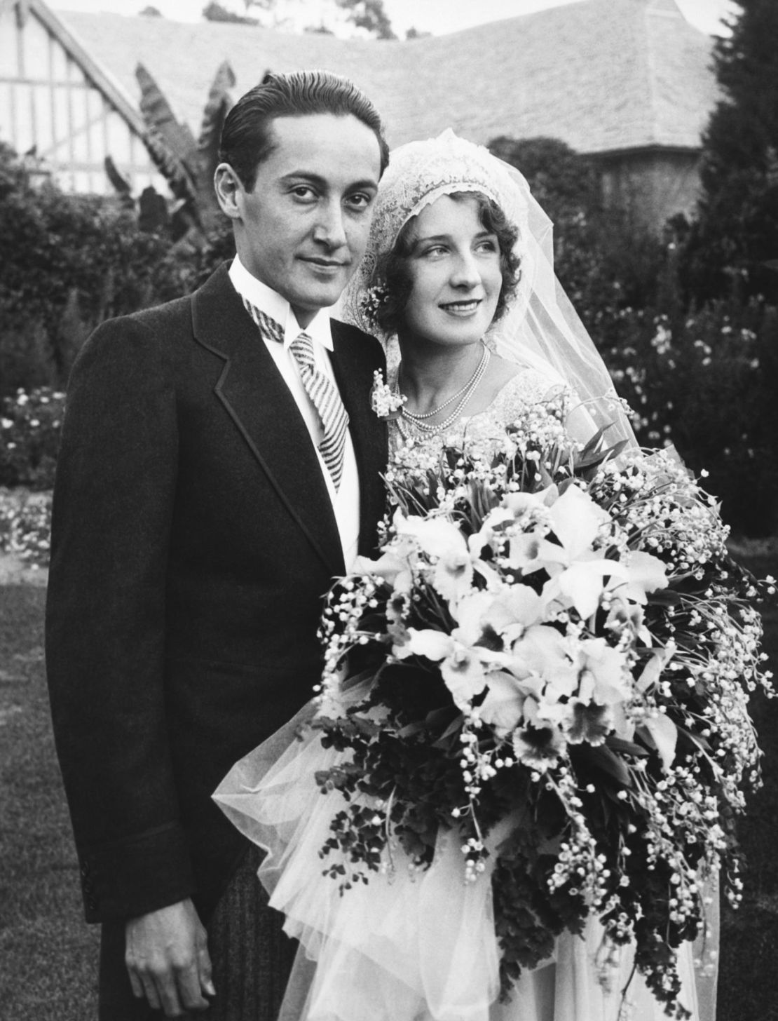 Academy Award-winning actress Norma Shearer and movie producer Irving Thalberg on their wedding day in 1927.