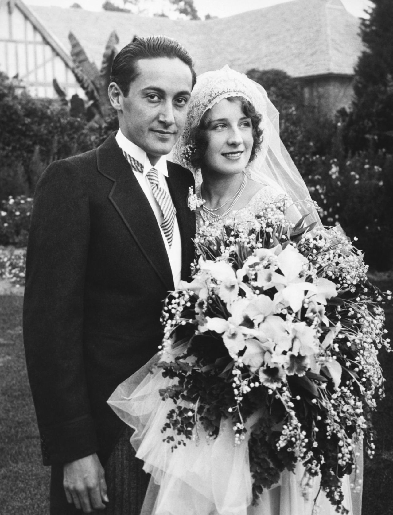 Academy Award-winning actress Norma Shearer and movie producer Irving Thalberg on their wedding day in 1927.