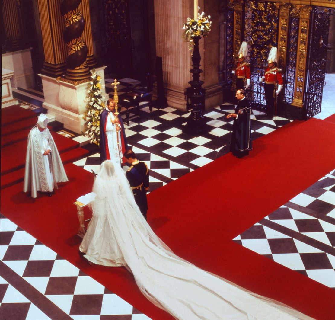 Lady Diana, Princess of Wales and Prince Charles of Wales at their wedding in London at St Paul Cathedral 29 July 1981.