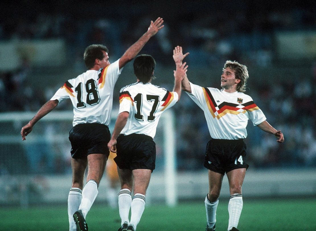 Devlin says Germany's kit design was "elevated to a new level of beauty" when the colors of its flag were incorporated into the design in 1988.
