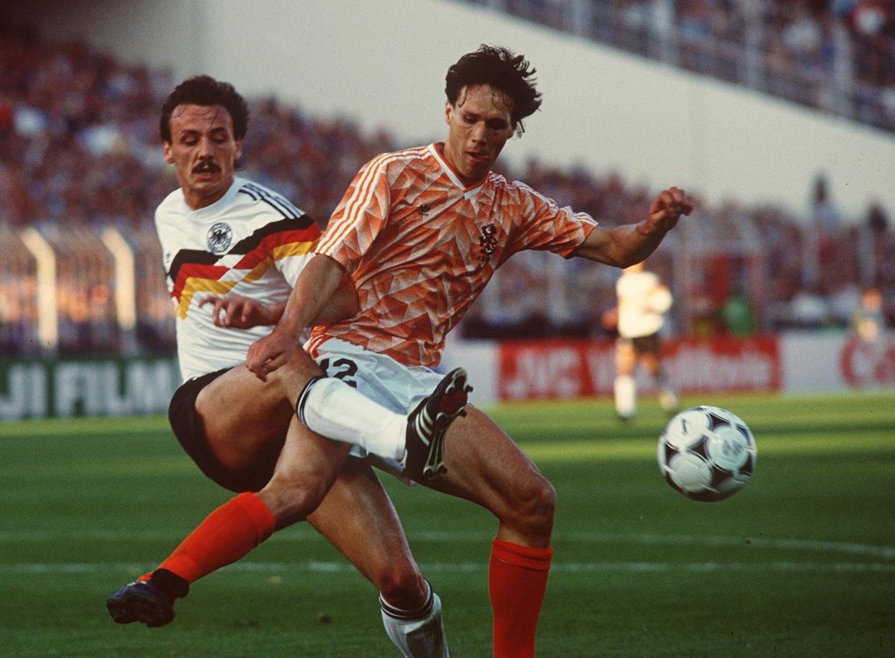 The Netherlands' loud and geometric 1988 European Championship kit was immortalized by victory and Marco van Basten scoring one of the greatest goals in history during the final against the Soviet Union.