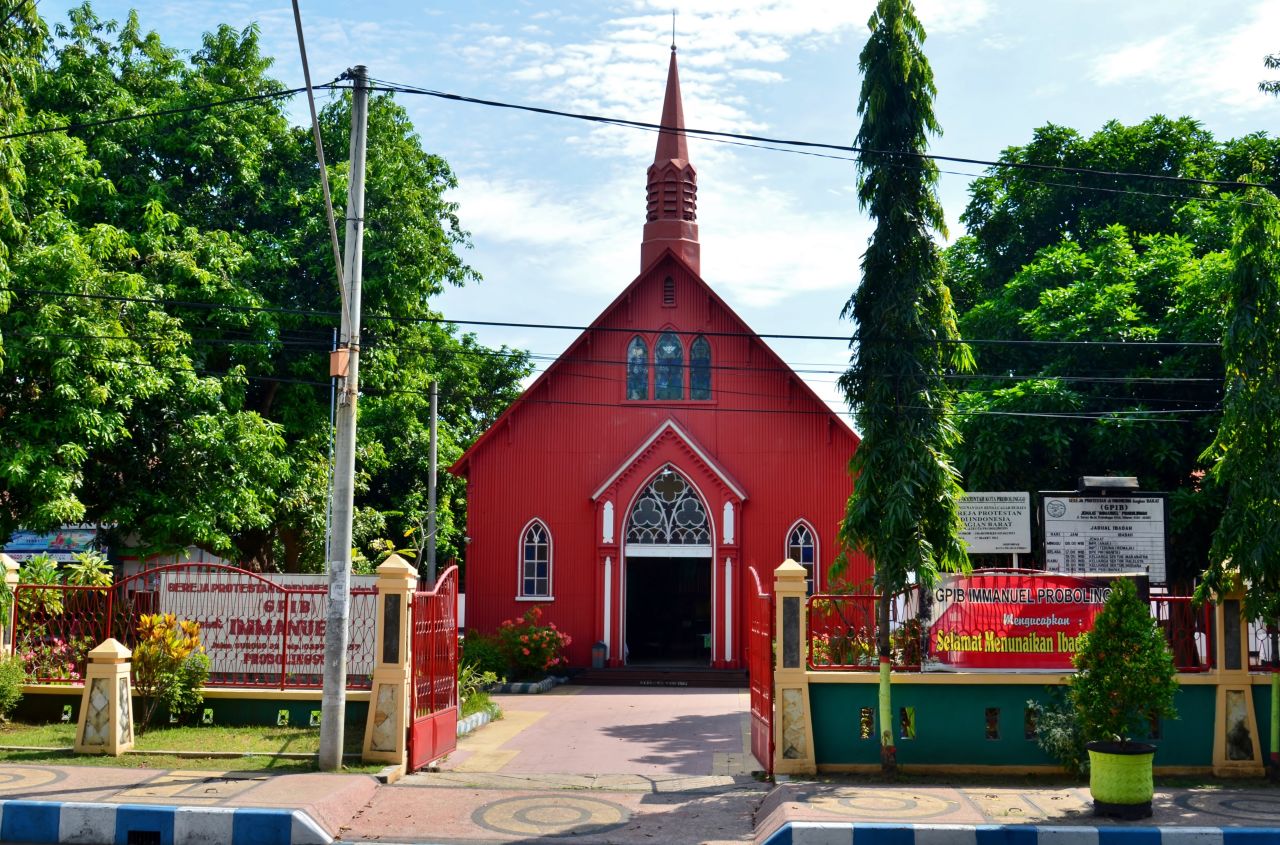 GPIB Immanuel Probolinggo, otherwise known as the Red Church, is located in Probolinggo, East Java.