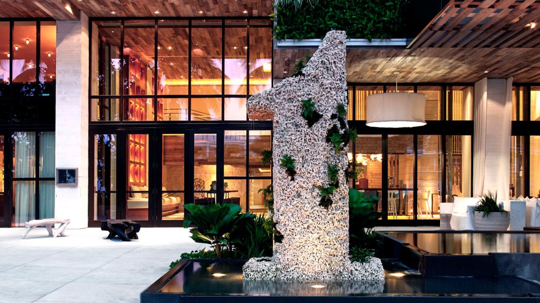 <strong>1 Hotel South Beach: </strong>With a 3,000 foot "living wall" made up of of around 11,000 different local plants rising up its front, 1 Hotel South Beach incorporates an elegant style with a definitive luxury eco vibe.