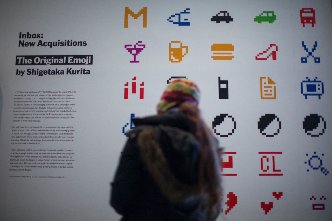 An emoji exhibition at New York's Museum of Modern Art in 2016.