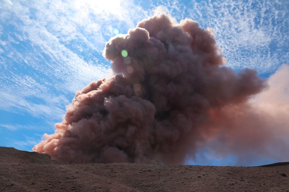 A plume of ash rises from the Puu Oo volcanic vent Thursday in this US Geological Survey photo.