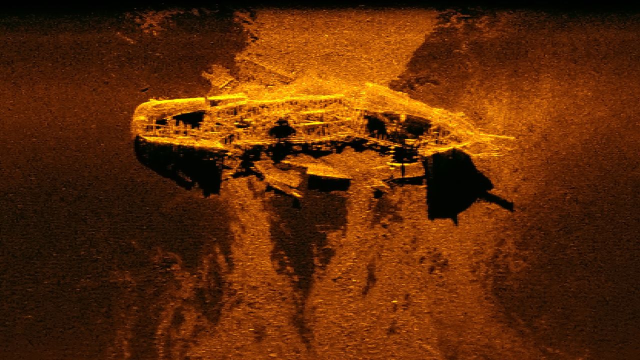 Sonar image of the large iron wreck found during the search for Malaysia Airlines Flight MH370