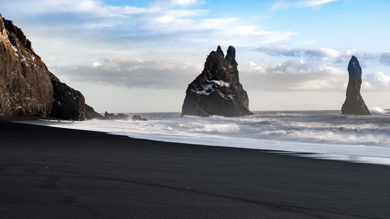 The black sand beach of Reynisfjara, a wild stretch of North Atlantic coastline close to the small town of Vik and Iceland's southernmost tip, appears in "Rogue One" as the stormy planet of Eadu.