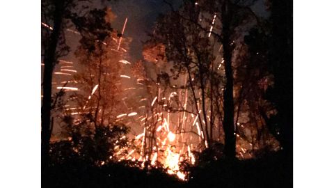 A photo provided by Shane Turpin shows the results of the Kilauea volcano's eruption early Friday.