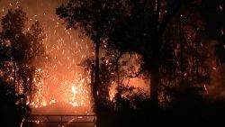 This photo provided by Shane Turpin shows results of the eruption from Kilauea Volcano on Hawaii's Big Island Friday, May 4, 2018. The eruption sent molten lava through forests and bubbling up from paved streets and forced the evacuation of about 1,500 people who were still out of their homes Friday after Thursday's eruption. (Shane Turpin via AP)