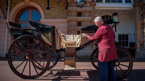 The newlyweds will travel in an Ascot Landau carriage, pictured, for a roughly two-mile procession through Windsor on May 19.