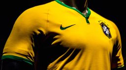 RIO DE JANEIRO, BRAZIL - NOVEMBER 24: Brazil's football team jersey for the 2014 FIFA World Cup is unveiled on November 24, 2013 in Rio de Janeiro, Brazil.  (Photo by Buda Mendes/Getty Images)