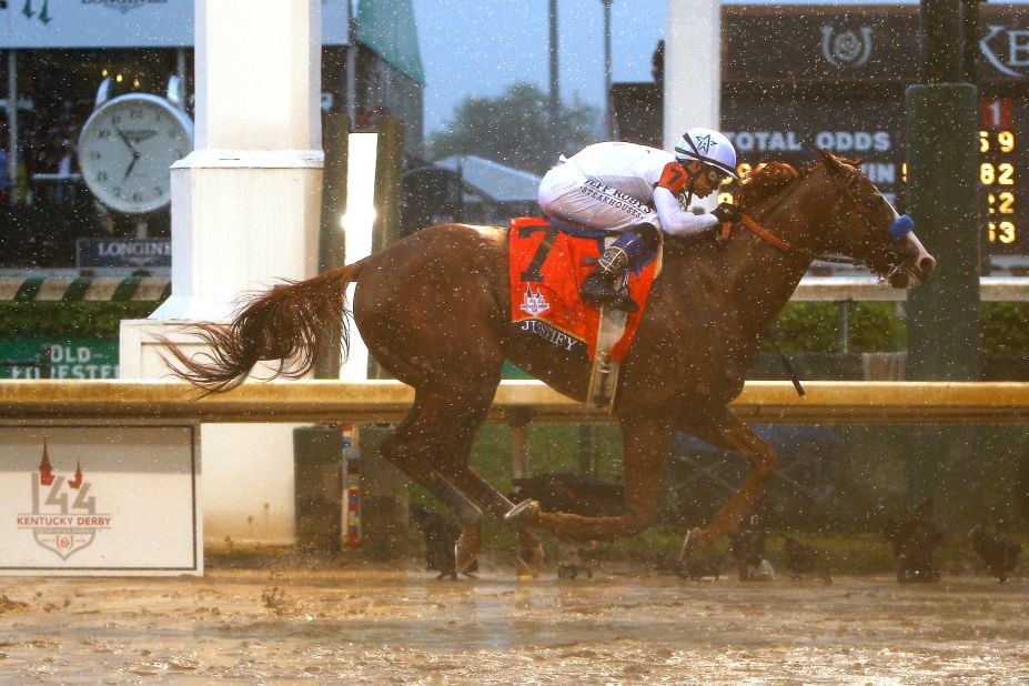 Justify, trained by five-time Kentucky Derby winner Bob Baffert, won last year's rain-soaked event on his way to winning the prestigious Triple Crown, which also includes the Preakness Stakes and the Belmont Stakes.