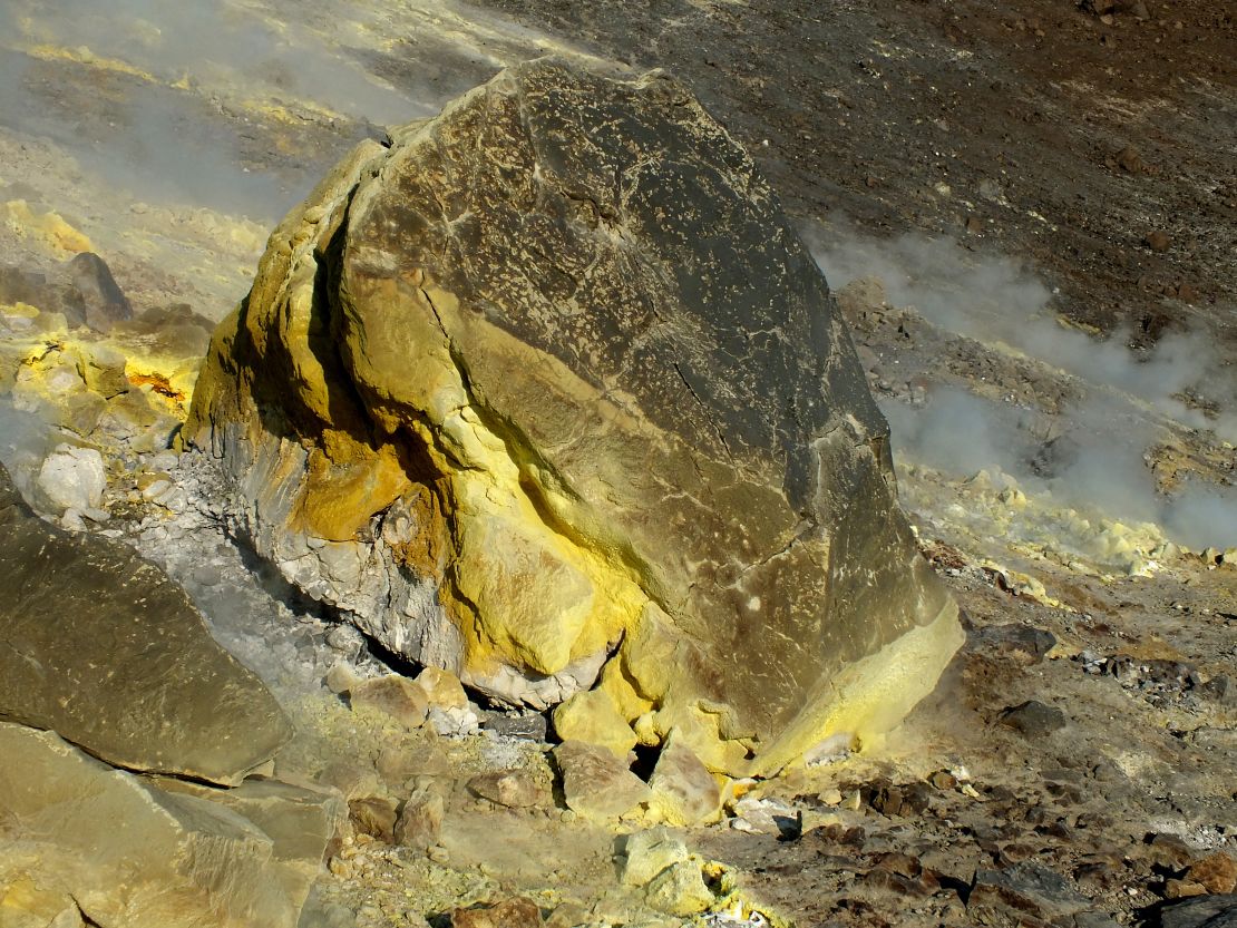 Volcanic bombs can change shape as they fly through the air. (Image from 2014.)