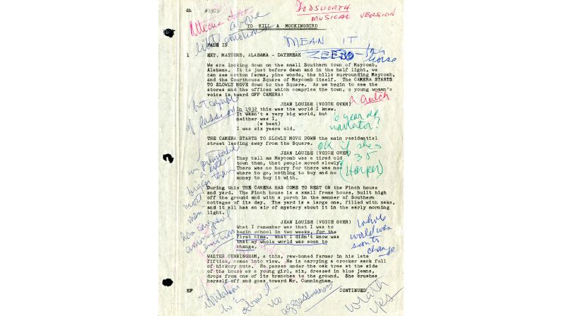 <strong>In the papers: </strong>Another treasure is this original script for "To Kill a Mockingbird," marked up by Gregory Peck, who won an Oscar for his role as Atticus Finch.
