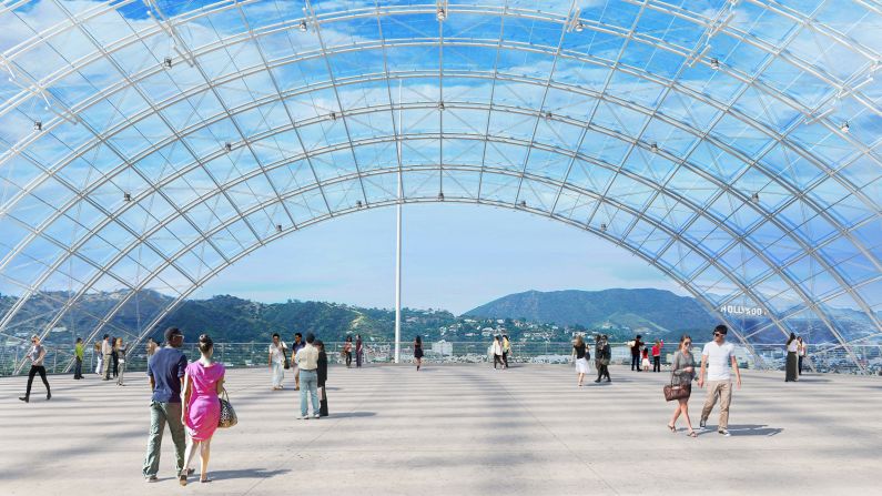 <strong>In the bubble: </strong>Italian architect Renzo Piano will design the museum, which includes this glassed-in dome terrace, as shown in this rendering.
