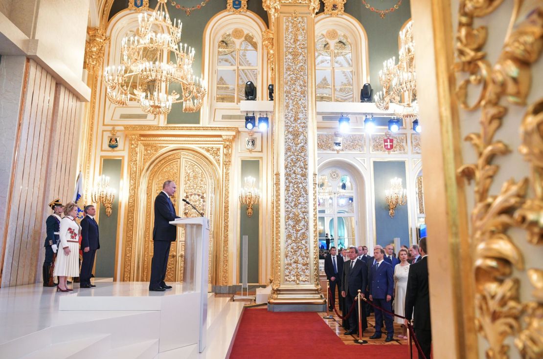 Vladimir Putin is sworn in as the new Russian President during a ceremony at the Kremlin in Moscow on May 7, 2018. 