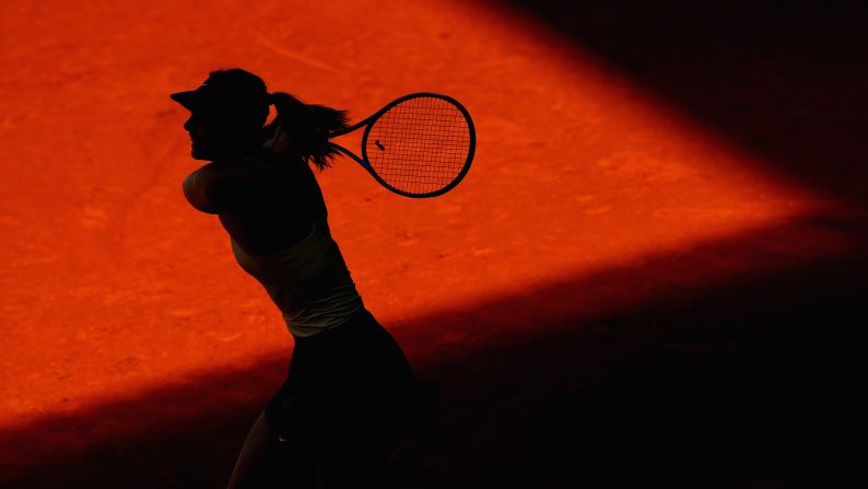Maria Sharapova hits a shot during a first-round match at the Madrid Open on Sunday, May 6.