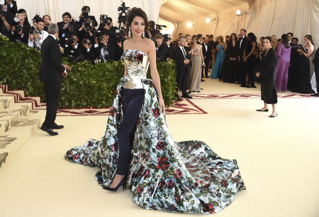 Amal Clooney at The Metropolitan Museum of Art's Costume Institute benefit gala celebrating the opening of "Heavenly Bodies: Fashion and the Catholic Imagination" exhibition.