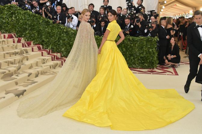 Rosie Huntington-Whiteley and other stars donned elaborate accessories, including crowns and veils to celebrate the gala's theme, "Heavenly Bodies: Fashion and the Catholic Imagination.