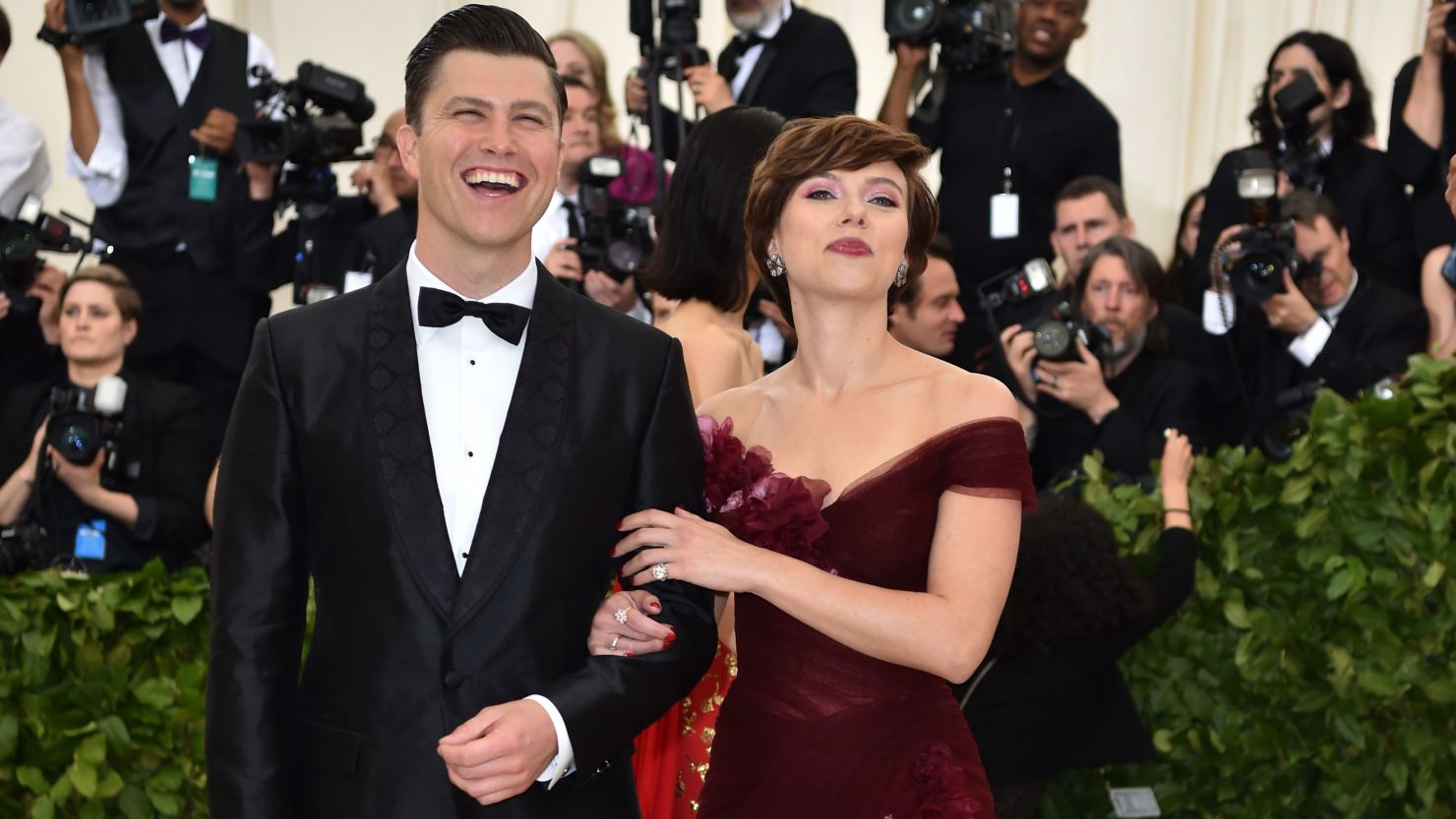 Scarlett Johansson and Colin Jost, here in 2018, have welcomed a son.