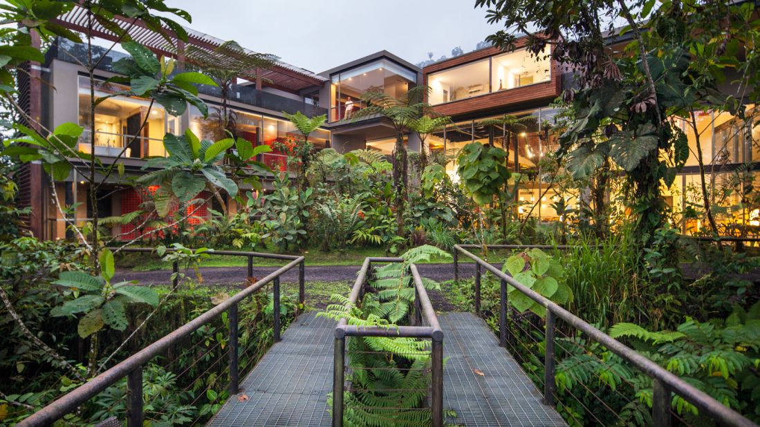 <strong>Mashpi Lodge, Mashpi Rainforest, Ecuador: </strong>Made up of 22 guest rooms, Mashpi is a leader in sustainable ecotourism, running on hydroelectricity and sourcing its water from local rivers.