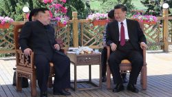 (180508) -- DALIAN, May 8, 2018 (Xinhua) -- Xi Jinping (R), general secretary of the Central Committee of the Communist Party of China (CPC) and Chinese president, holds talks with Kim Jong Un, chairman of the Workers' Party of Korea (WPK) and chairman of the State Affairs Commission of the Democratic People's Republic of Korea (DPRK), in Dalian, northeast China's Liaoning Province, on May 7-8.  (Xinhua/Ju Peng) (sxk) (Newscom TagID: xnaphotos872864.jpg) [Photo via Newscom]