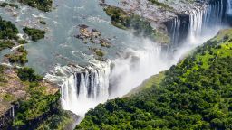 Amazing air view of the Victoria Falls, Zambia and Zimbabwe. UNESCO World Heritage
