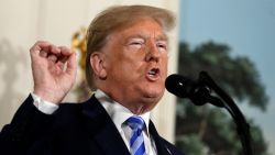 President Donald Trump delivers a statement on the Iran nuclear deal from the Diplomatic Reception Room of the White House, Tuesday, May 8, 2018, in Washington. (AP Photo/Evan Vucci)