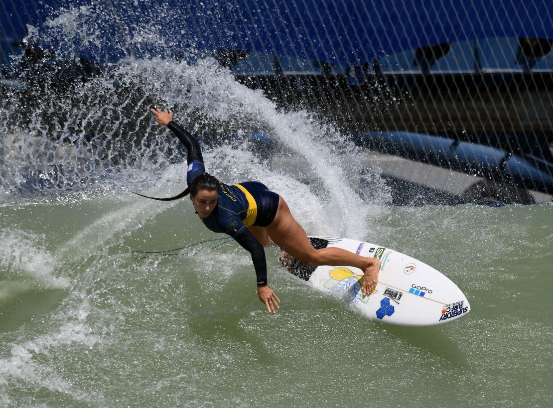 Johanne Defay of France in action during the World Surf League's Founders' Cup.