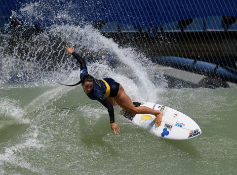 The Founders' Cup brought together 25 of the best male and female surfers in the world to compete in a team format to showcase the Surf Ranch. Johanne Defay (pictured) competed for France.