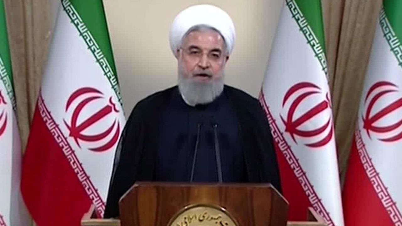 Iranian President Hassan Rouhani addresses the nation in the wake of Trump's announcement. 