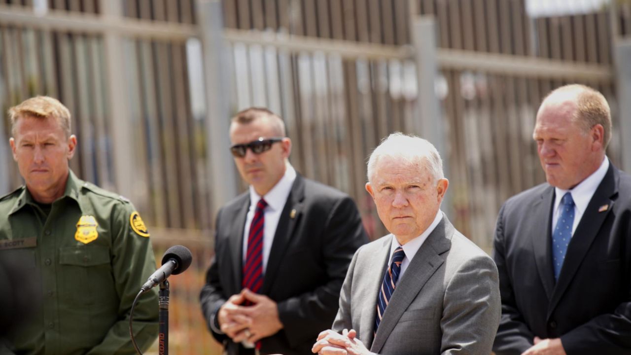 Attorney General Jeff Sessions visited the border at San Ysidro, California, and discussed new immigration enforcement actions on Monday.