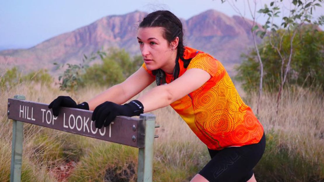Kayla Milaudi, pictured, is about to set off on her second Larapinta Extreme Walk. 