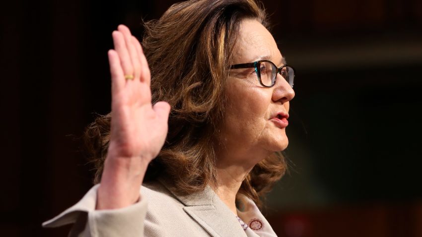 CIA nominee Gina Haspel is sworn in during a confirmation hearing of the Senate Intelligence Committee, on Capitol Hill, Wednesday, May 9, 2018 in Washington. (AP Photo/Pablo Martinez Monsivais)