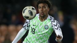 Nigeria's midfielder Alex Iwobi controls the ball during the International friendly football match between Nigeria and Serbia at the Hive stadium in Barnet, north London on March 27, 2018. / AFP PHOTO / Daniel LEAL-OLIVAS        (Photo credit should read DANIEL LEAL-OLIVAS/AFP/Getty Images)