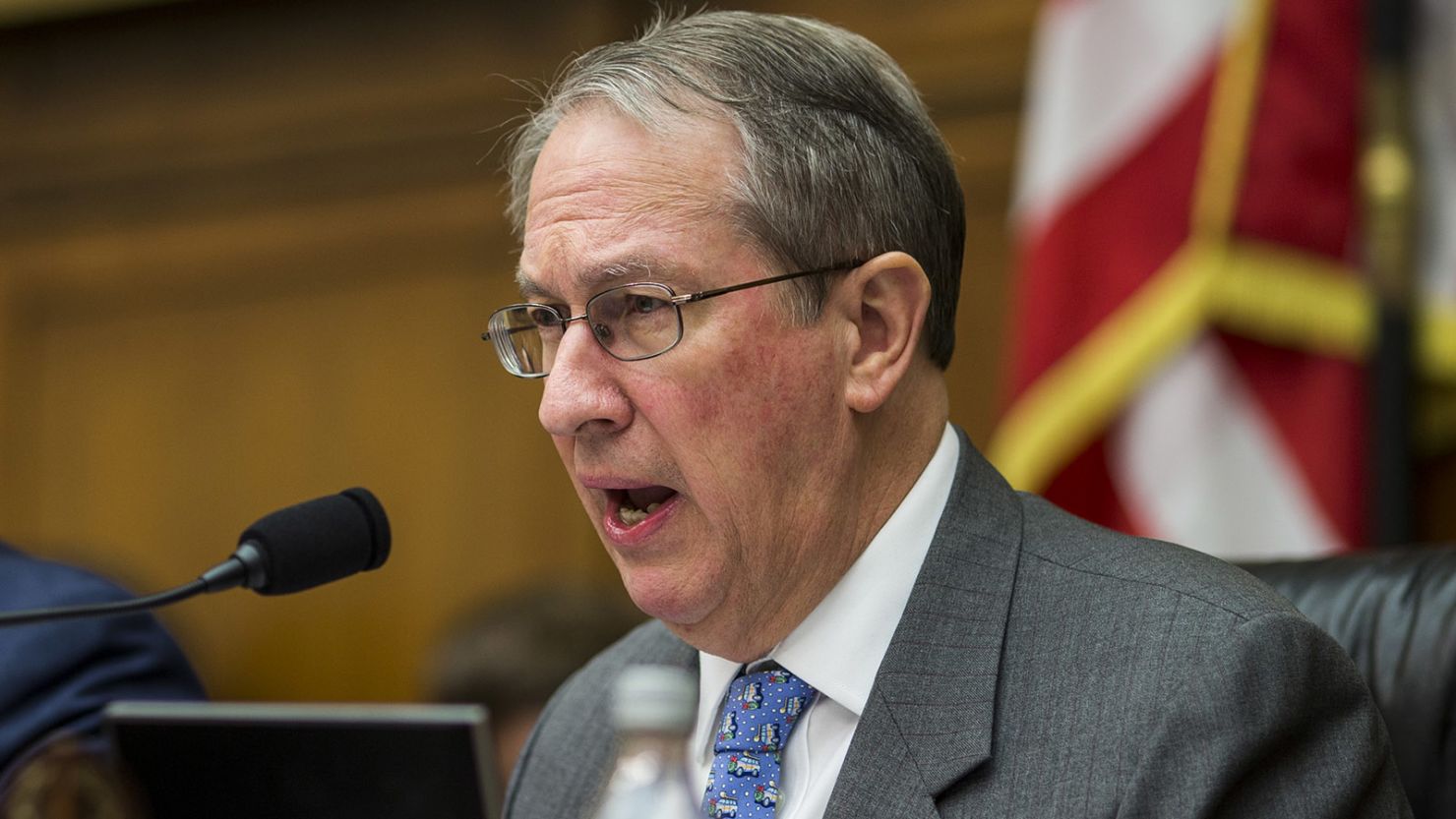 House Judiciary Committee Chairman Bob Goodlatte (R-VA) questions U.S. Deputy Attorney General Rod Rosenstein during a a House Judiciary Committee hearing on December 13, 2017 in Washington, DC. 