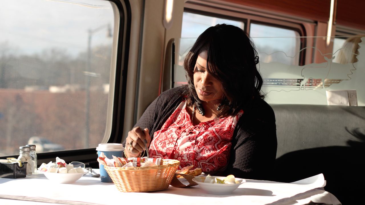 Lorraine Carr rode from Atlanta to Birmingham, Alabama, to have lunch. She had breakfast in the dining car.