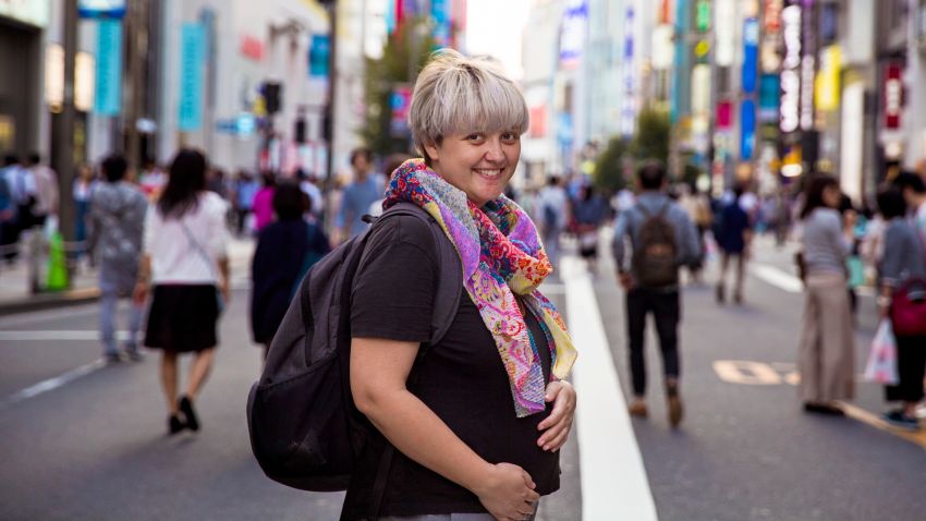 Mihaela Noroc, a soon to be mother herself, is photographed by her husband in Tokyo. 