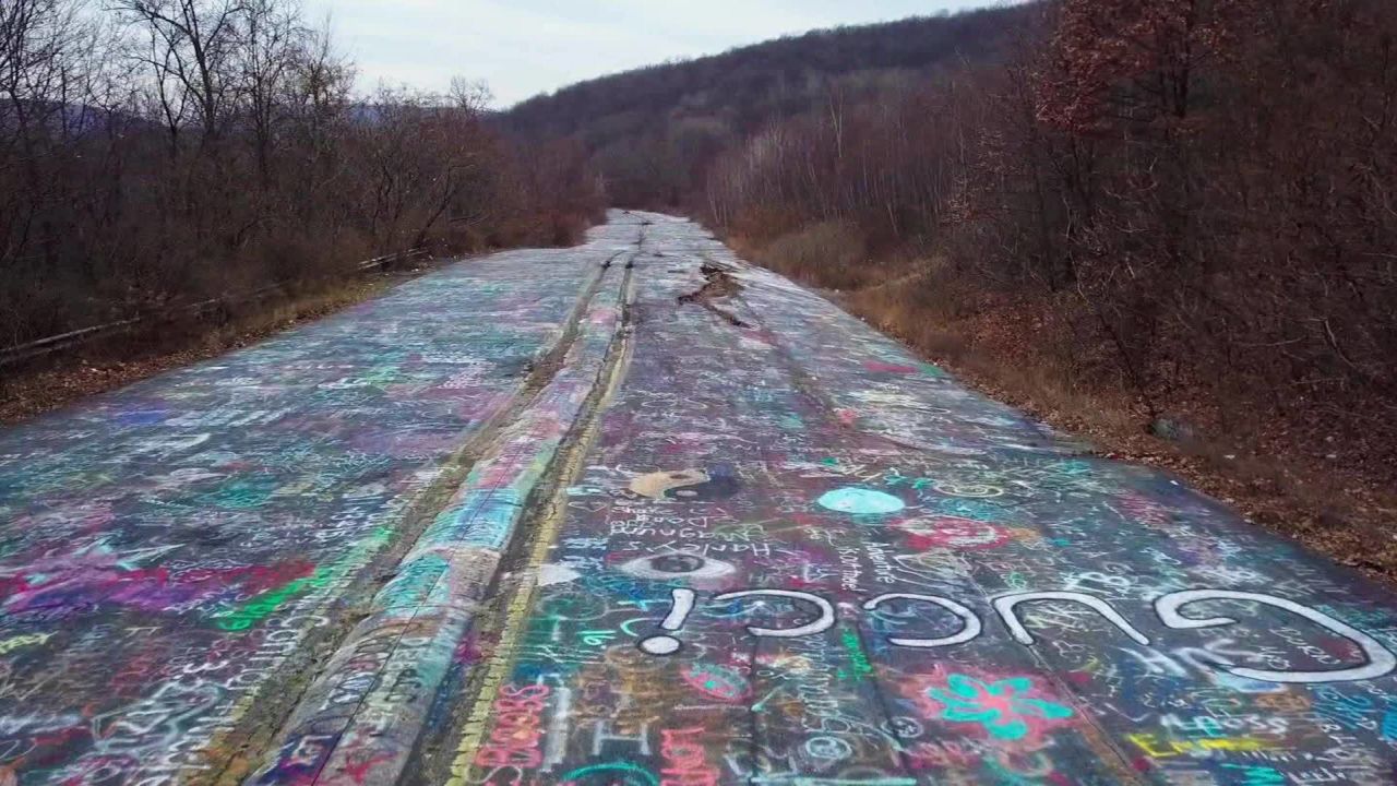This abandon stretch of Pennsylvania road has been nicknamed the "Graffiti Highway."