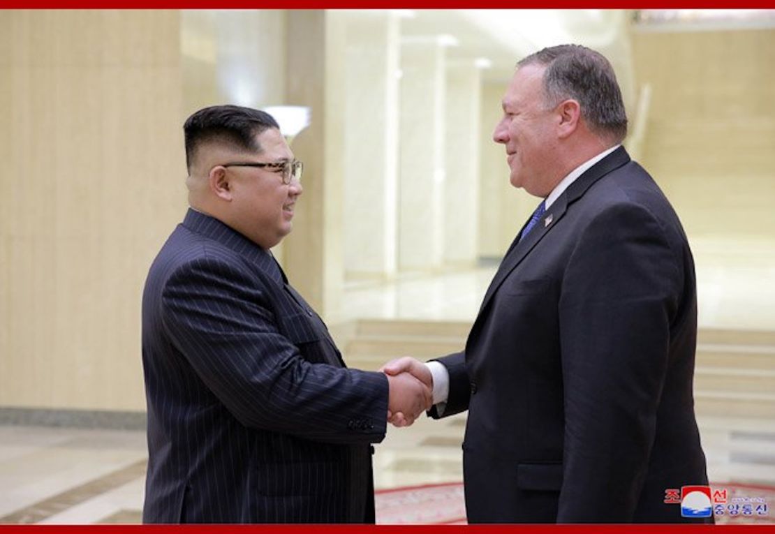 North Korean leader Kim Jong Un and US Secretary of State Mike Pompeo, photographed during a meeting in Pyongyang. 