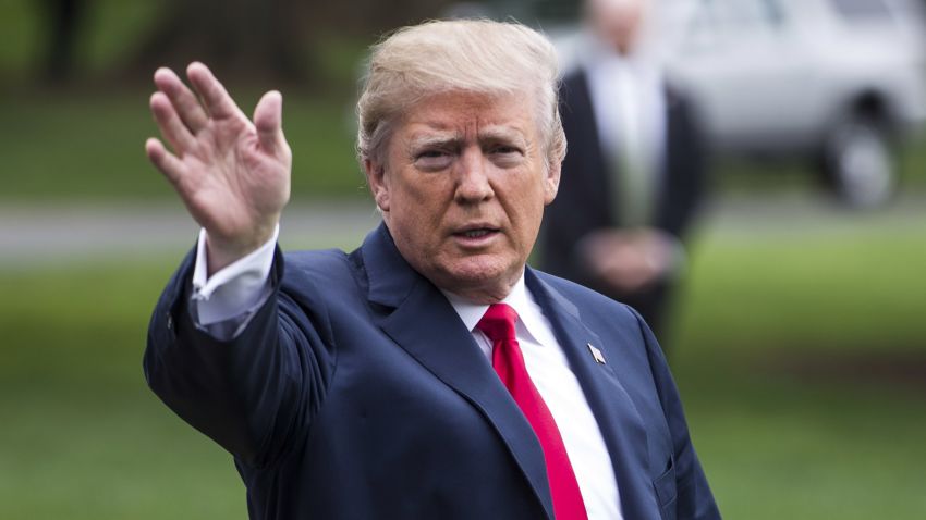 WASHINGTON, DC - MAY 05: (AFP OUT) U.S. President Donald Trump waves as he walks to Marine One on the South Lawn of The White House on May 5, 2018 in Washington, DC. President Trump will travel to Cleveland, Ohio to speak at Public Hall ahead of state primary elections. (Photo by Zach Gibson/Getty Images)