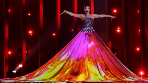 Estonia's Elina Nechayeva performs "La Forza" during the 2018 Eurovision semifinals.